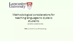 Methodological considerations for teaching languages to dyslexic students