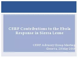 CERF Contributions to the Ebola Response in Sierra Leone