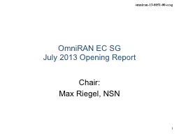OmniRAN EC SG July 2013 Opening Report