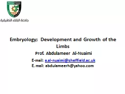 Embryology; Development and Growth of the Limbs