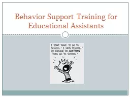 Behavior Support Training for Educational Assistants