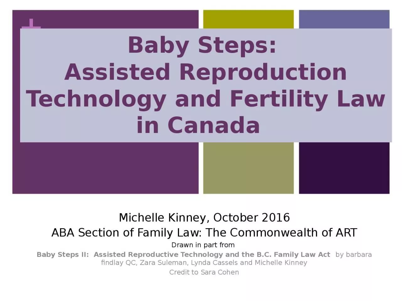 Baby Steps:  Assisted Reproduction Technology and Fertility Law in Canada