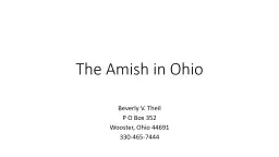 The Amish in Ohio Beverly V. Theil