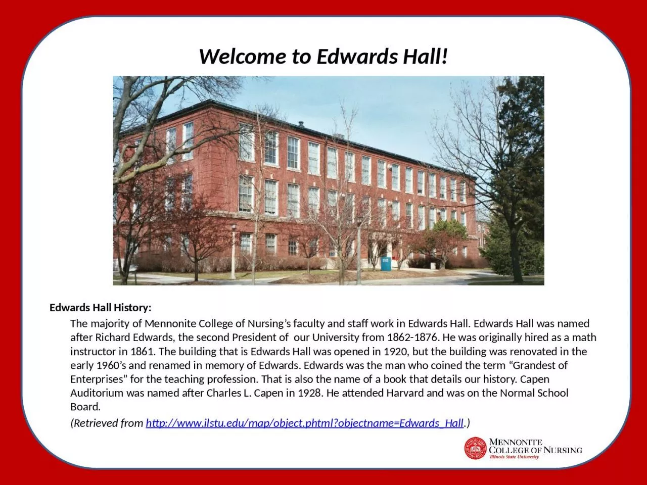 Welcome to Edwards Hall!