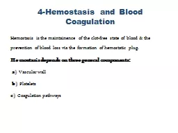 4-Hemostasis  and Blood Coagulation