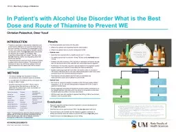 In Patient’s with Alcohol Use Disorder What is the Best Dose and Route of Thiamine to Prevent WE