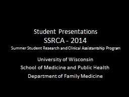 Student Presentations SSRCA - 2014