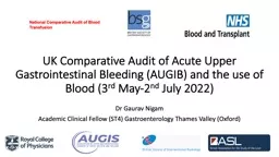 UK Comparative Audit of Acute Upper Gastrointestinal Bleeding (AUGIB) and the use of Blood