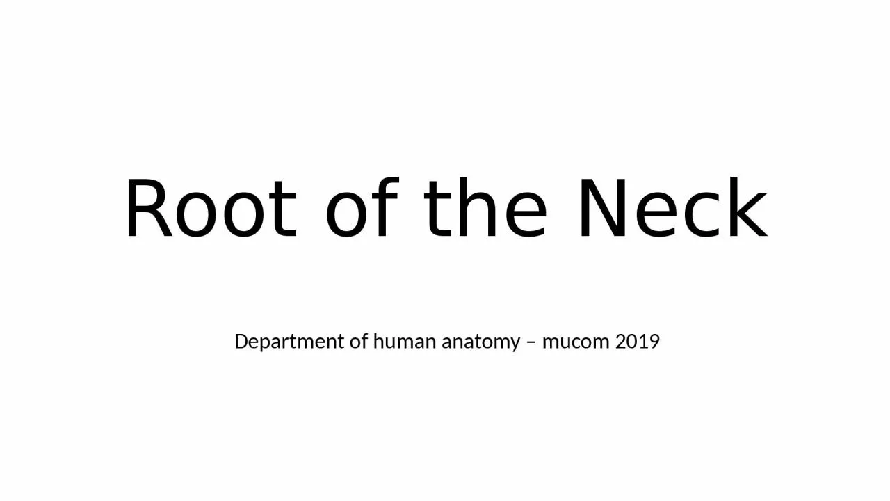 Root of the Neck Department of human anatomy –