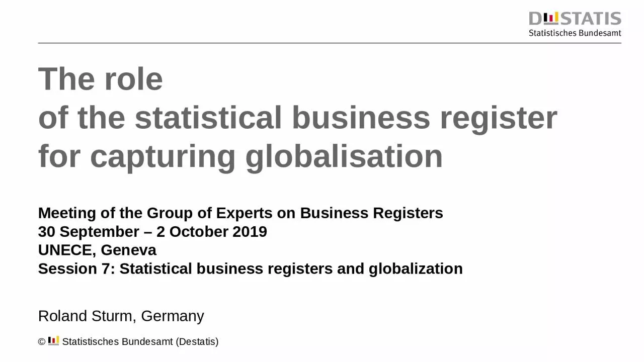 The  role of  the statistical business register