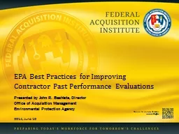 EPA Best Practices for Improving Contractor Past Performance Evaluations