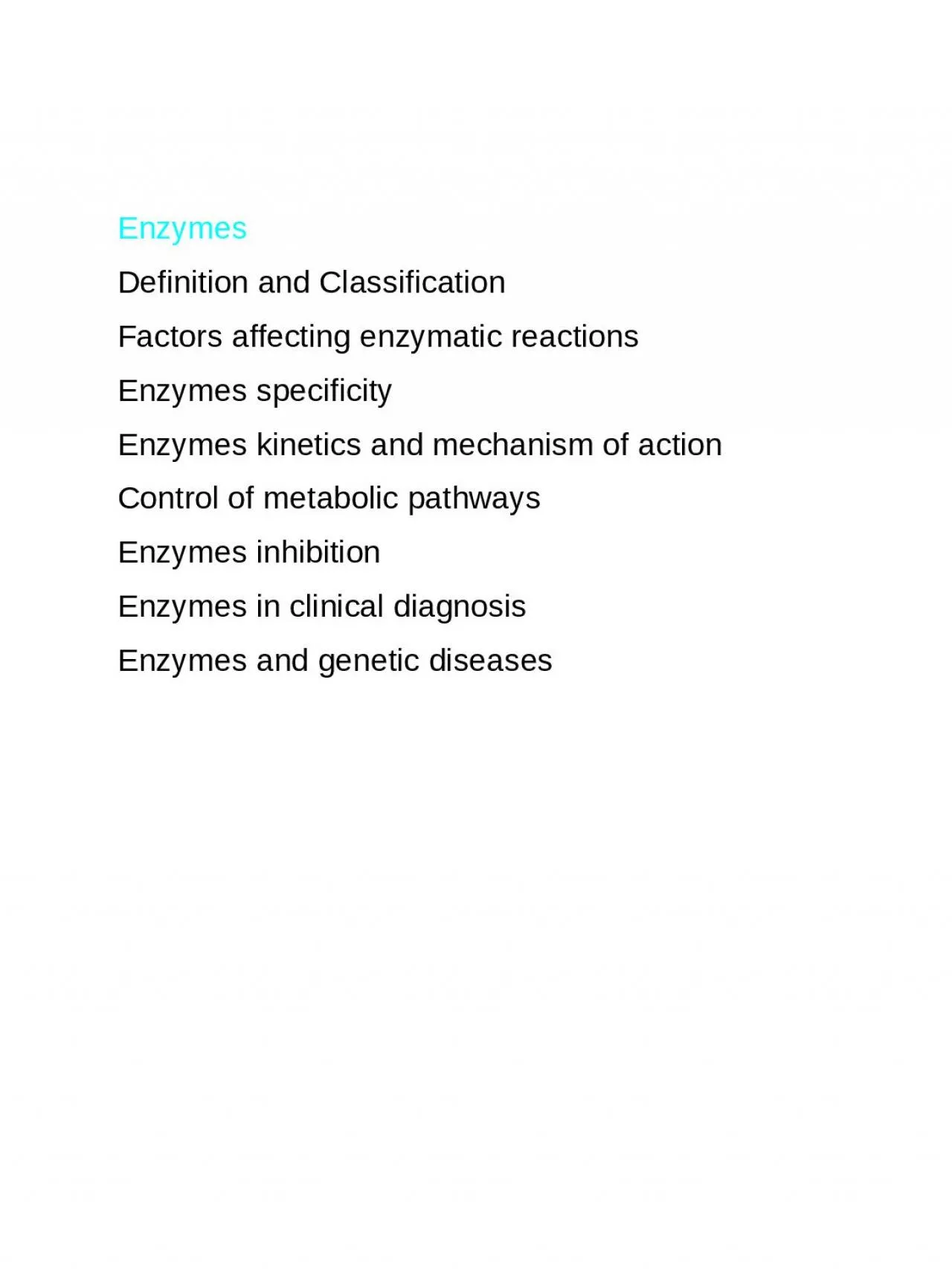 Enzymes Definition  and Classification