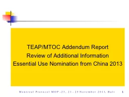 1 1   TEAP/MTOC Addendum Report