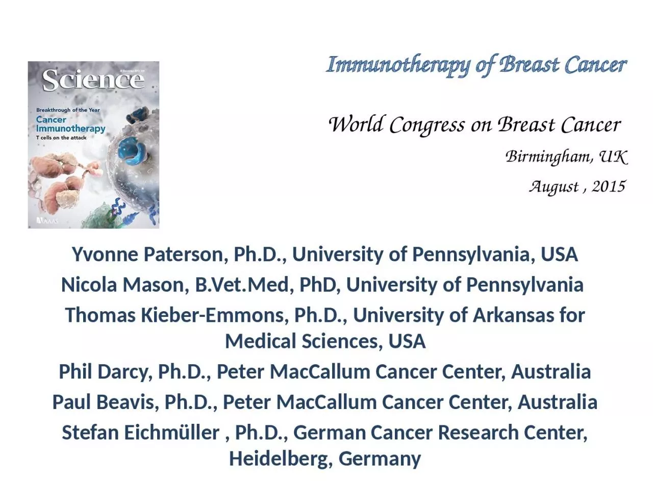 Immunotherapy of Breast Cancer
