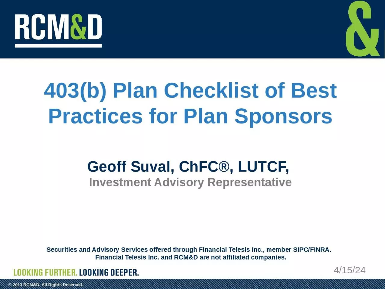 403(b) Plan Checklist of Best Practices for Plan Sponsors