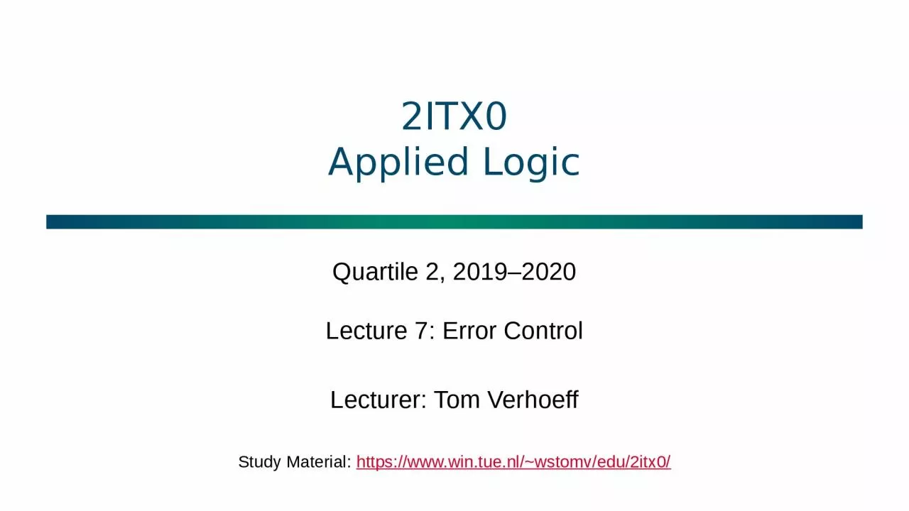 2ITX0 Applied Logic Quartile 2, 2019–2020
