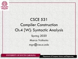 CSCE 531 Compiler Construction