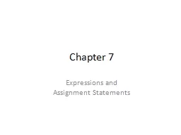 Chapter 7 Expressions and
