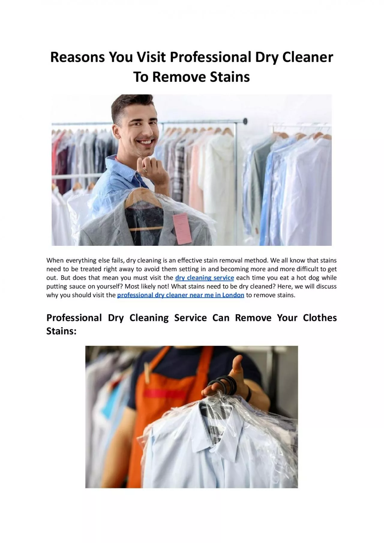 Reasons You Visit Professional Dry Cleaner To Remove Stains - Hello Laundry