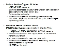 Barium Swallow/Upper GI