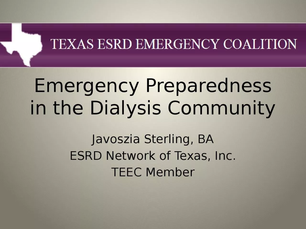 Emergency Preparedness in the Dialysis Community