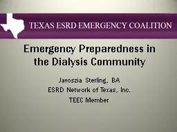 Emergency Preparedness in the Dialysis Community