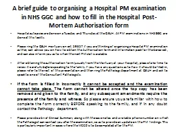 A brief guide to organising a Hospital PM examination in NHS GGC and how to fill in the Hospital Po