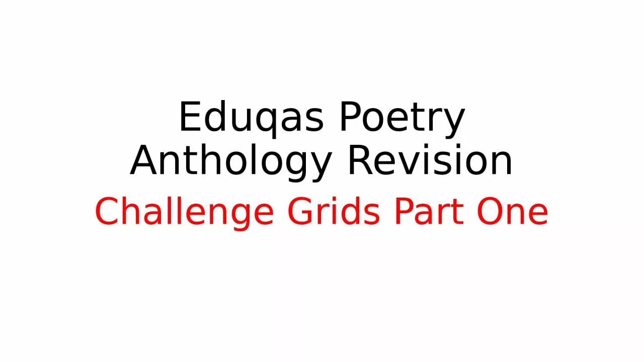Eduqas  Poetry Anthology Revision