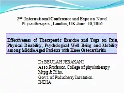 Effectiveness of Therapeutic Exercise and Yoga on Pain, Physical Disability, Psychological Well Bei