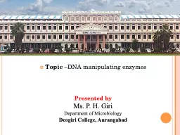 Topic  – DNA manipulating enzymes