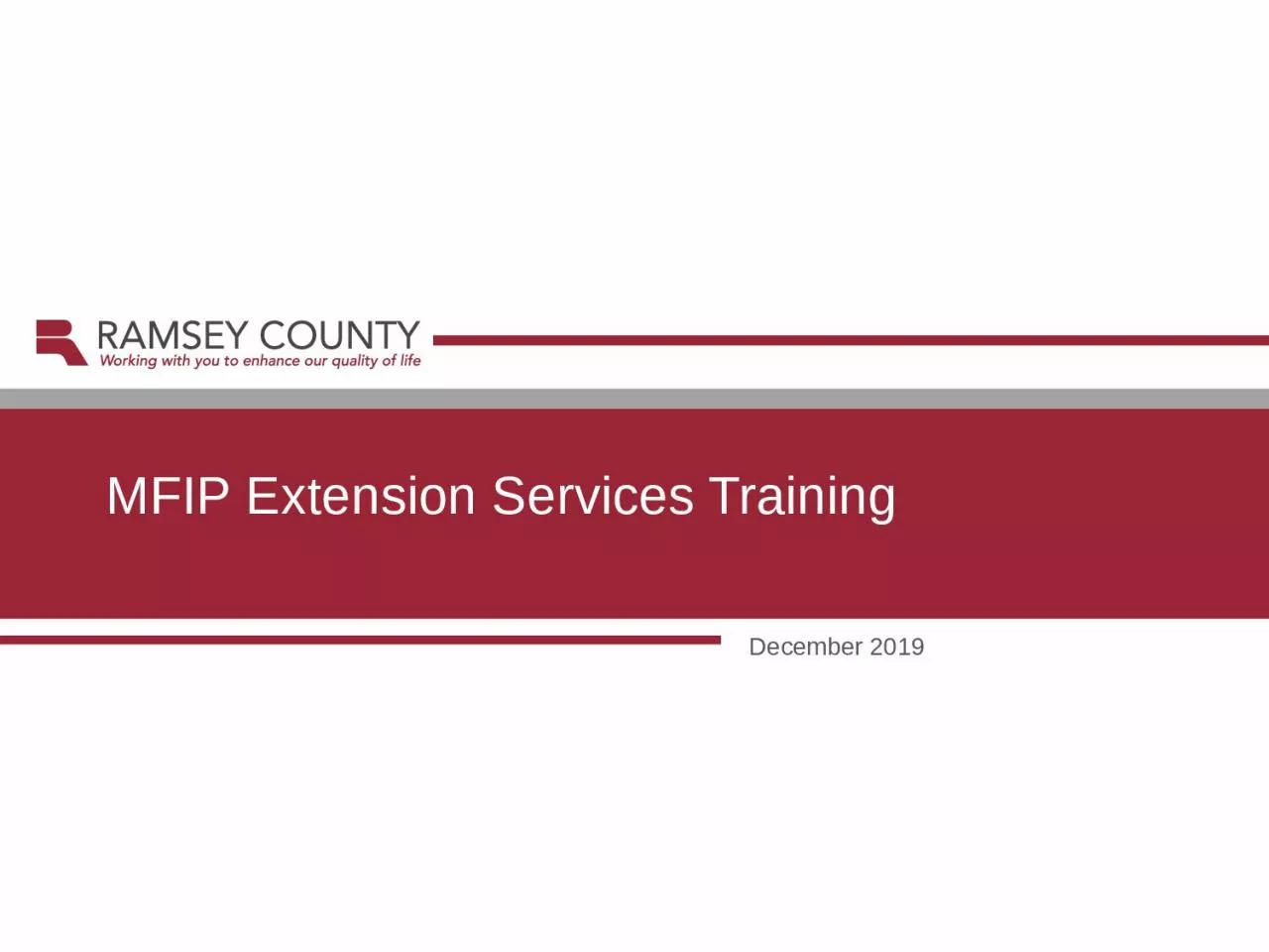 December 2019 MFIP Extension Services Training