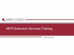 December 2019 MFIP Extension Services Training