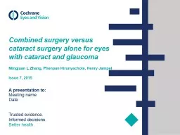 Combined surgery versus cataract surgery alone for eyes with cataract and glaucoma