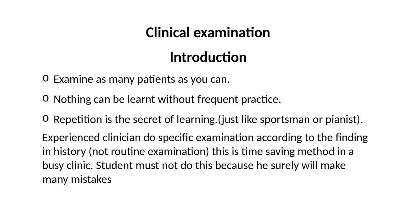 Clinical examination Introduction