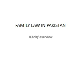 FAMILY LAW IN PAKISTAN By Amna Abbas