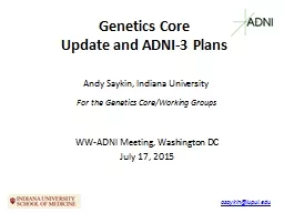 Genetics Core  Update and ADNI-3 Plans