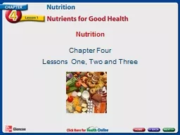 Nutrition Chapter Four Lessons One, Two and Three
