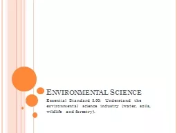 Environmental Science Essential Standard 5.00:  Understand the environmental science industry (wate