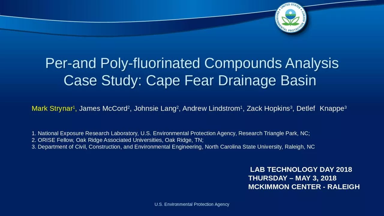 Per-and Poly-fluorinated Compounds Analysis Case Study: Cape Fear Drainage Basin