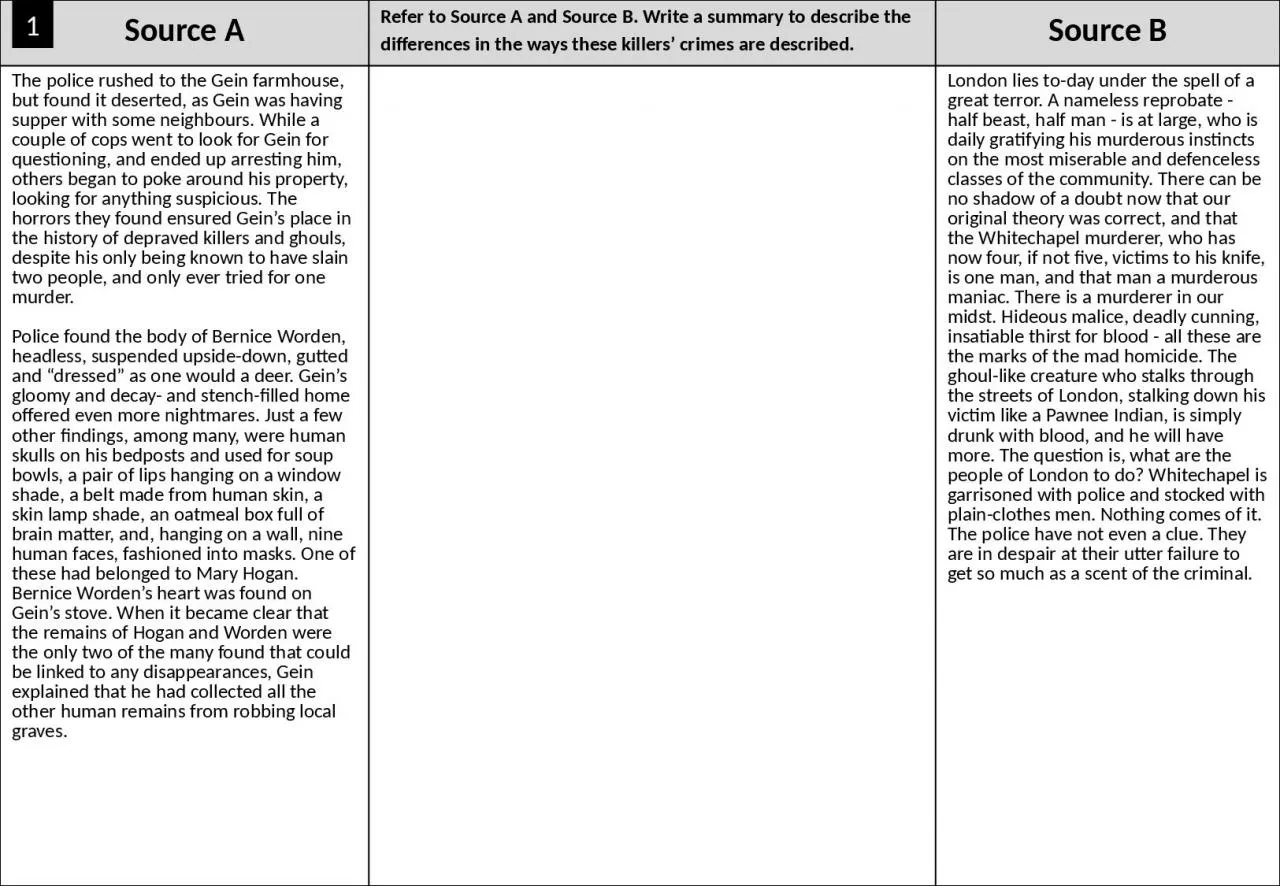 Source A Refer to Source A and Source B. Write a summary to describe the differences