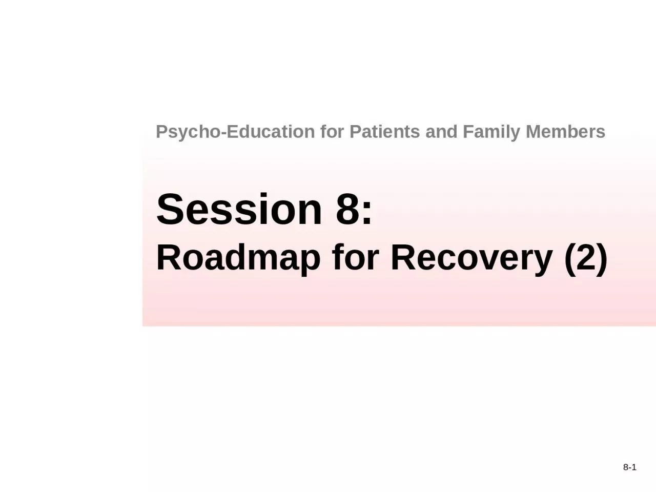 Session 8: Roadmap for Recovery (2)