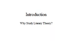Introduction Why Study Literary Theory