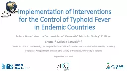 Impleme n tation of Interventions for the Control of Typhoid Fever in Endemic Countries
