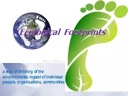Ecological  Footprints a way of thinking of the