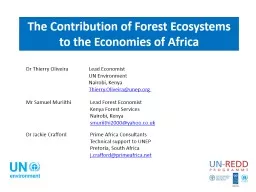 The Contribution of Forest Ecosystems to the Economies of Africa
