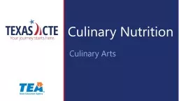 Culinary Nutrition Culinary Arts