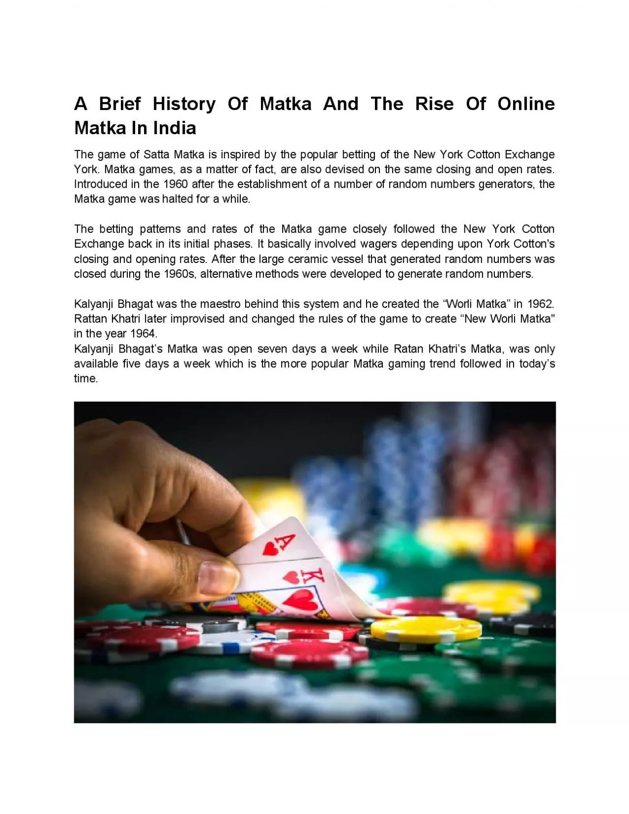 A Brief History Of Matka And The Rise Of Online Matka In India
