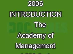 February 2006 INTRODUCTION      The Academy of Management AOM Code