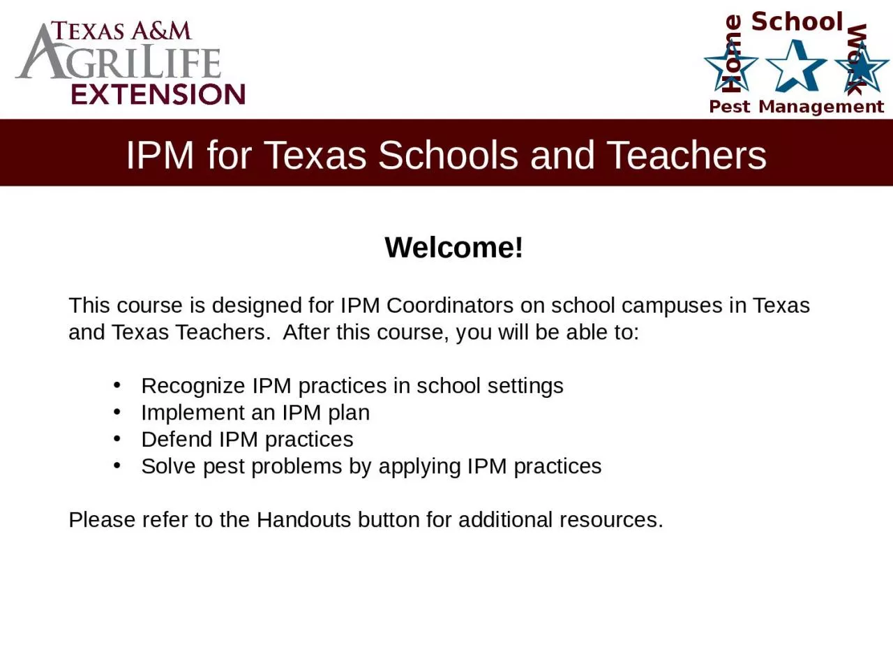 IPM for Texas Schools and Teachers