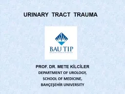 URINARY  TRACT  TRAUMA PROF. DR. METE KİLCİLER
